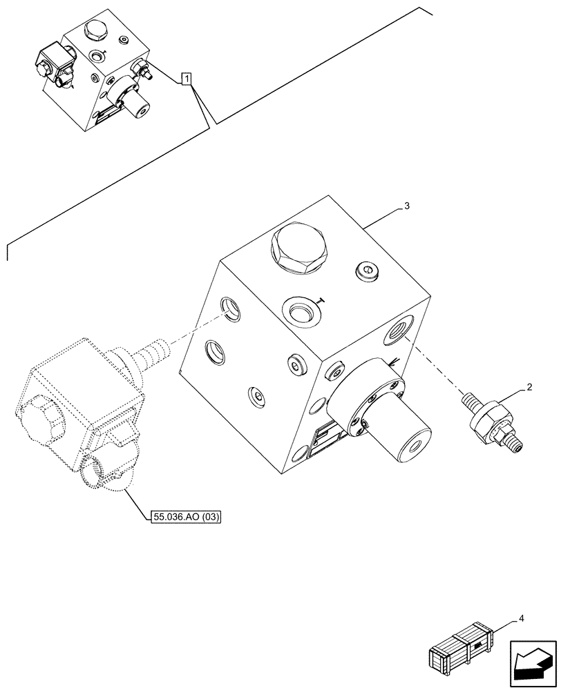 Схема запчастей Case 580SN WT - (35.525.AI[06]) - VAR - 747662 - AUXILIARY CONTROL VALVE, COMPONENTS (35) - HYDRAULIC SYSTEMS