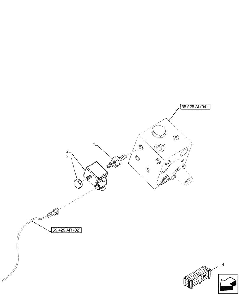 Схема запчастей Case 590SN - (55.036.AO[03]) - VAR - 423083, 747662 - AUXILIARY CONTROL VALVE, SOLENOID (55) - ELECTRICAL SYSTEMS