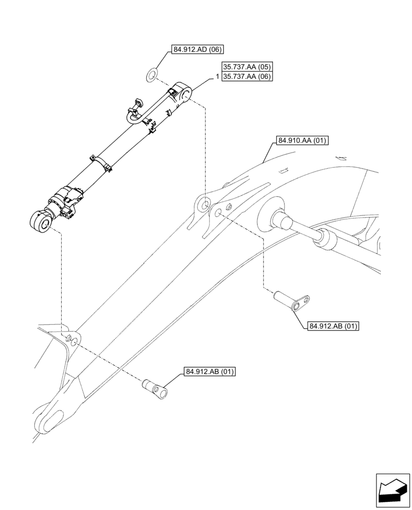 Схема запчастей Case CX350D LC - (35.737.AA[04]) - VAR - 481064 -ARM, CYLINDER, SAFETY VALVE (35) - HYDRAULIC SYSTEMS