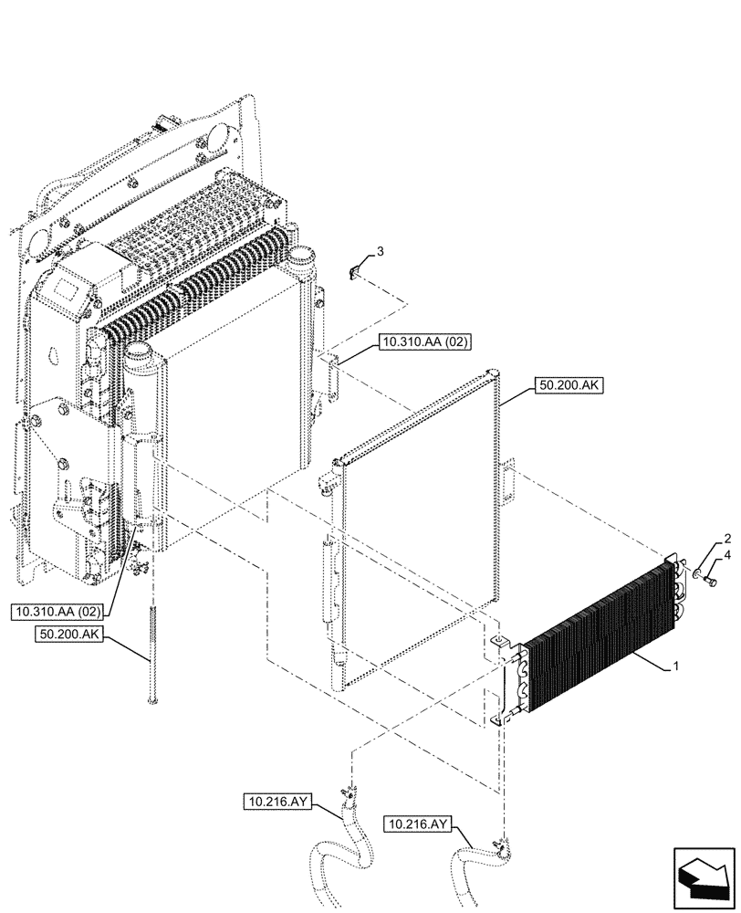 Схема запчастей Case 580SN WT - (10.216.AX[02]) - VAR - 747853, 747855 - FUEL COOLER (10) - ENGINE