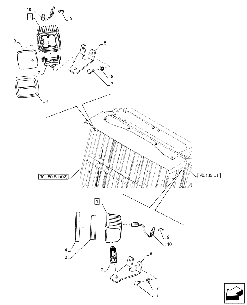 Схема запчастей Case CX130D LC - (55.514.AB[05]) - VAR - 488036 - LED WORK LAMP (55) - ELECTRICAL SYSTEMS