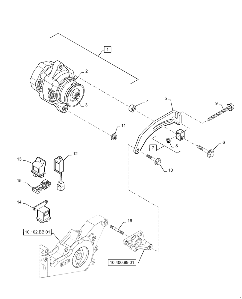 Схема запчастей Case CX55B - (55.301.AA[01]) - ALTERNATOR (55) - ELECTRICAL SYSTEMS