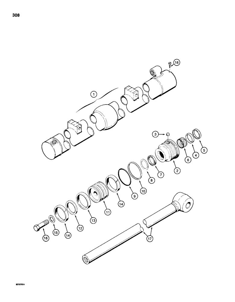 Схема запчастей Case 1150D - (308) - G101266 AND G104570 DOZER ANGLE CYLINDERS (08) - HYDRAULICS