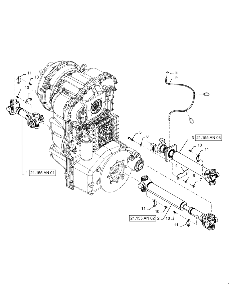 Схема запчастей Case 721F - (21.113.AT[01]) - DRIVE SHAFT INSTALLATION (21) - TRANSMISSION