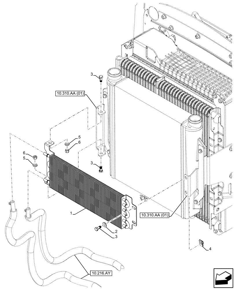 Схема запчастей Case 580SN - (10.216.AX[01]) - VAR - 423000, 423001, 442082, 747854 - FUEL COOLER (10) - ENGINE