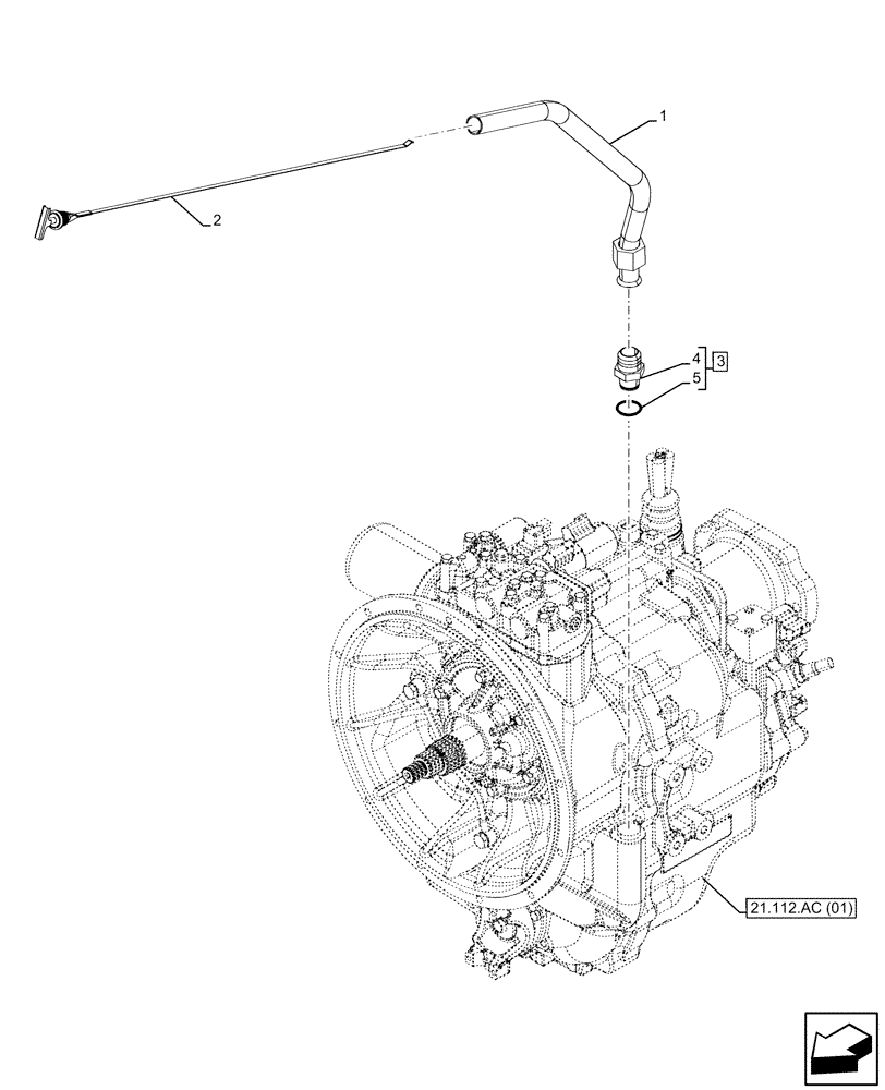 Схема запчастей Case 580SN WT - (21.112.AF) - VAR - 423059 - TRANSMISSION, POWERSHUTTLE, OIL, DIPSTICK (21) - TRANSMISSION