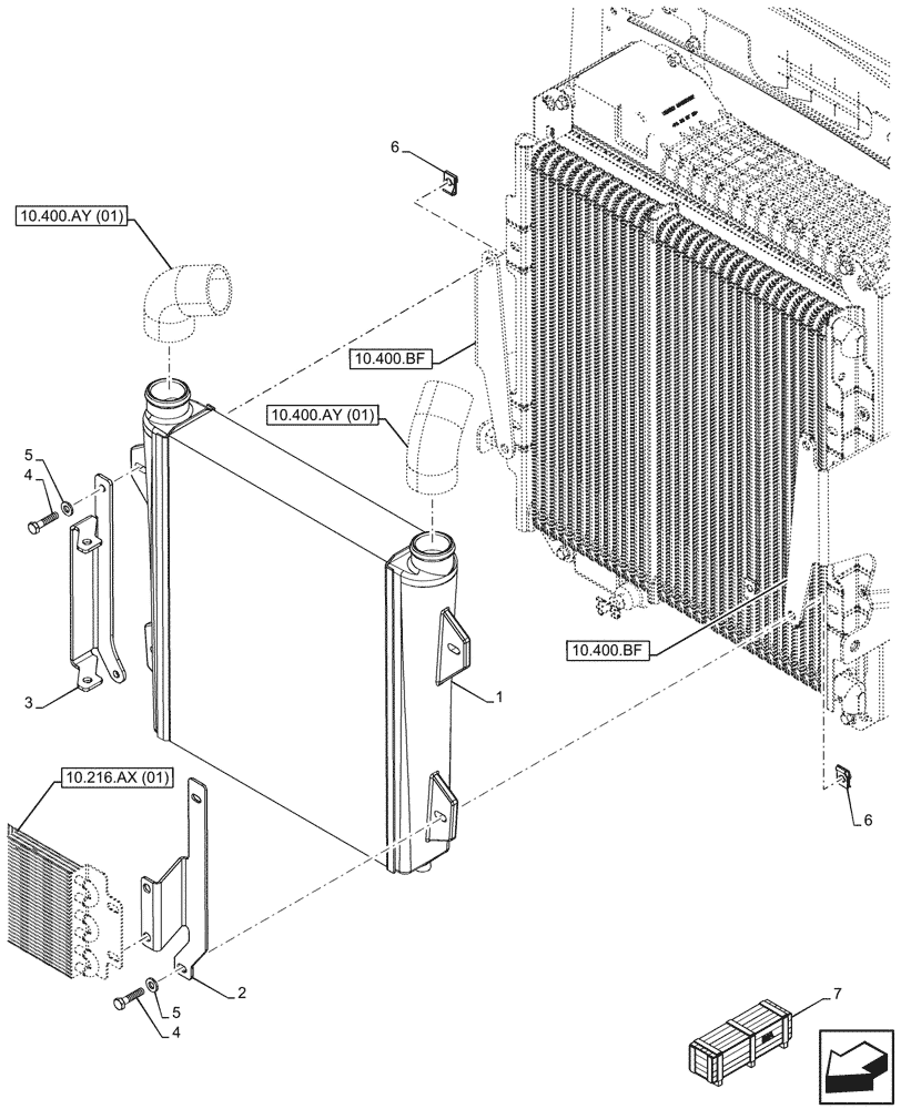 Схема запчастей Case 580SN - (10.310.AA[01]) - VAR - 423000, 423001, 442082, 747854 - INTERCOOLER (10) - ENGINE