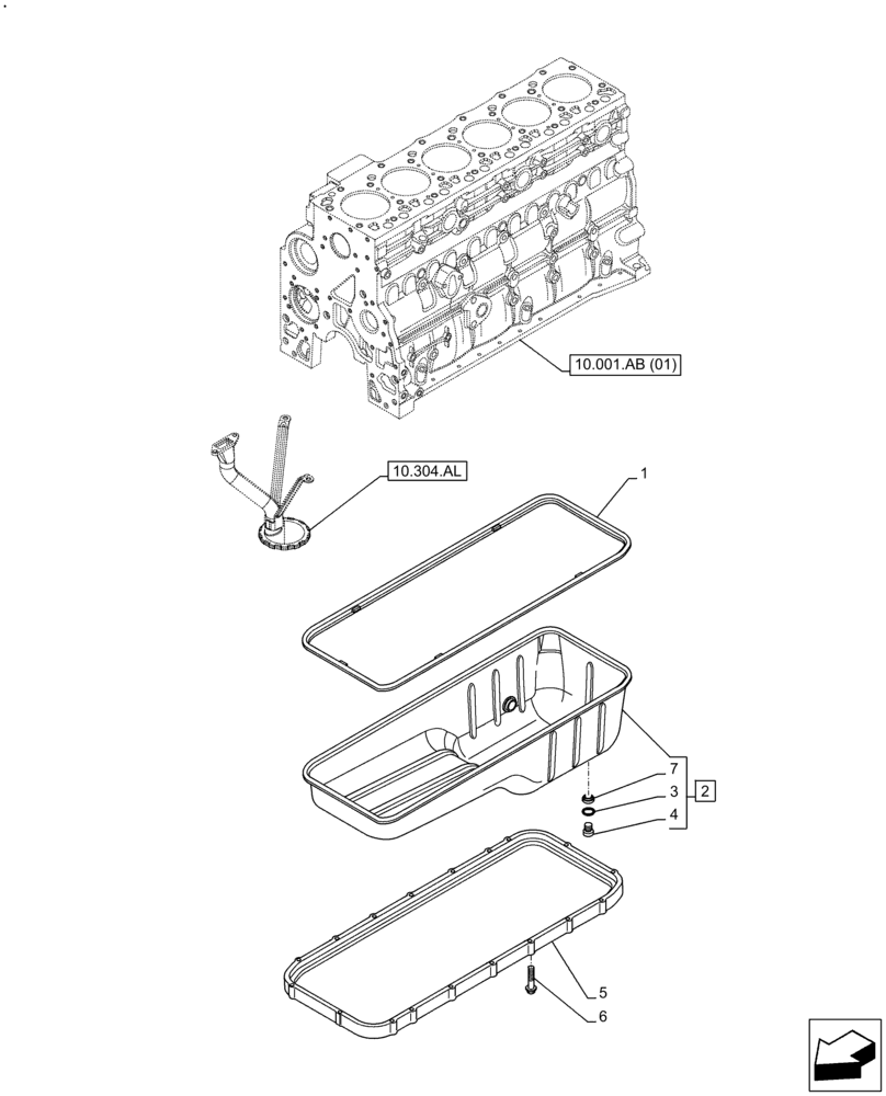 Схема запчастей Case F4HFE6136 B003 - (10.102.AP) - ENGINE OIL PAN (10) - ENGINE