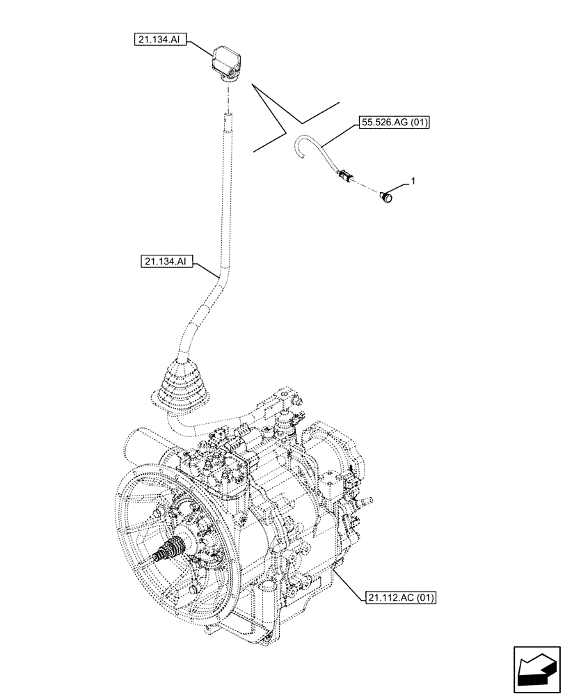 Схема запчастей Case 590SN - (55.526.AF[01]) - VAR - 423058 - TRANSMISSION, POWERSHUTTLE, RIDE CONTROL SWITCH (55) - ELECTRICAL SYSTEMS