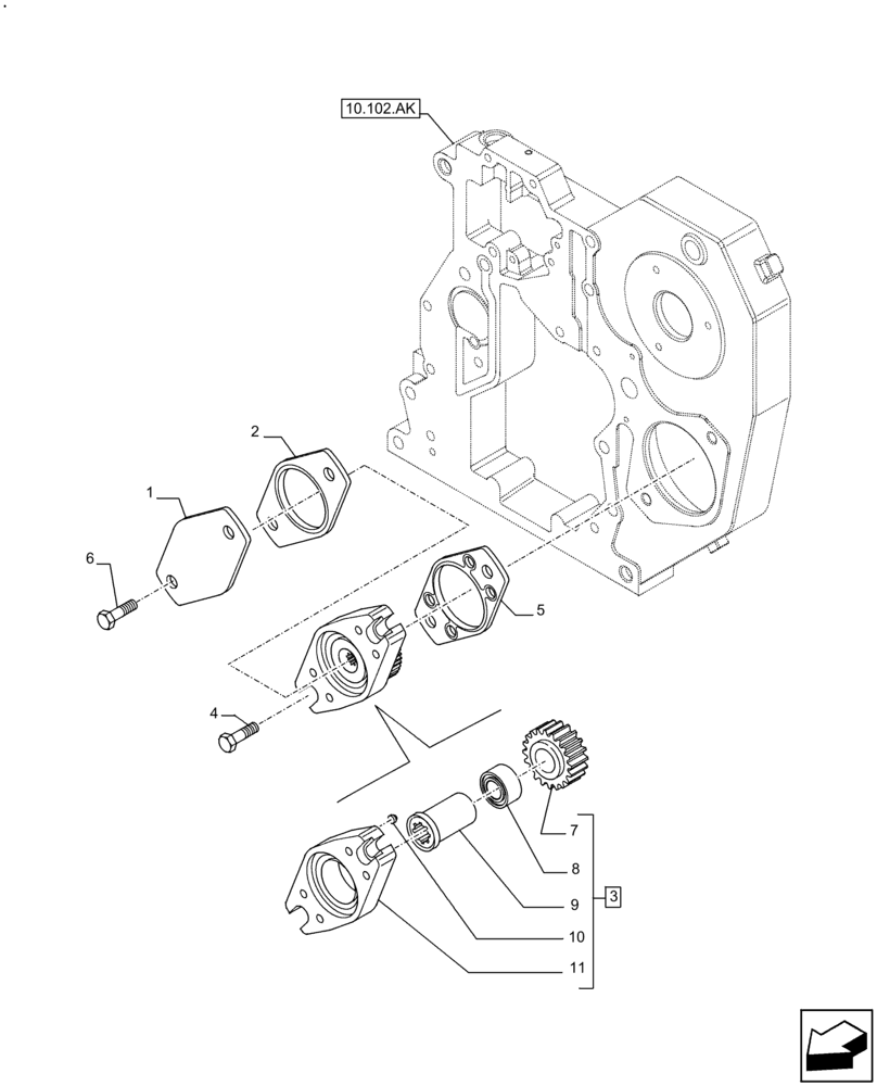 Схема запчастей Case F4HFE6136 B003 - (10.114.AH) - ACCESSORY DRIVE (10) - ENGINE