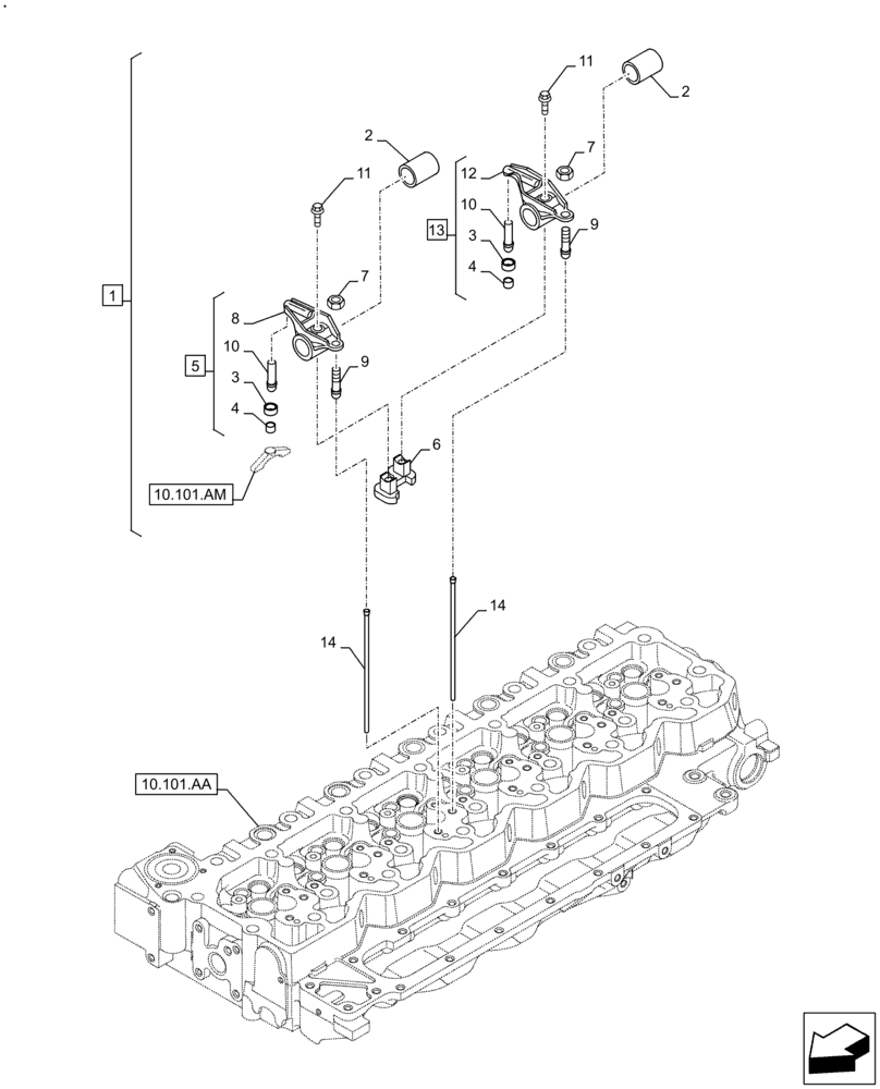 Схема запчастей Case F4HFE6136 B003 - (10.106.AO[01]) - ROCKER ARM (10) - ENGINE