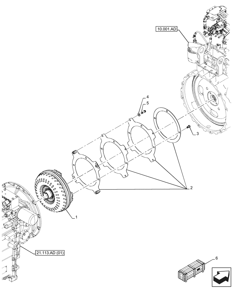 Схема запчастей Case 590SN - (21.700.AA[03]) - VAR - 423062 - TRANSMISSION, POWERSHIFT, TORQUE CONVERTER, 4WD (21) - TRANSMISSION