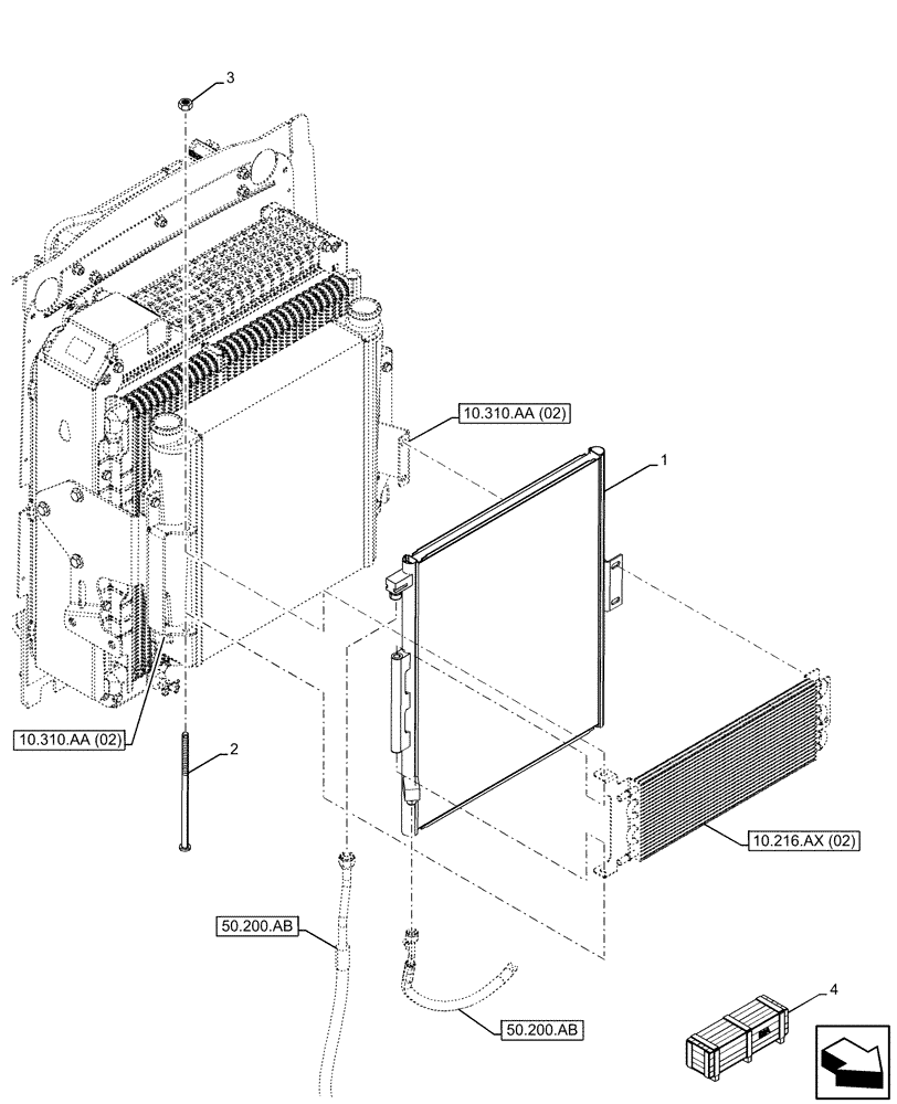 Схема запчастей Case 580SN - (50.200.AK) - VAR - 747853, 747855 - AIR CONDITIONING, CONDENSER (50) - CAB CLIMATE CONTROL