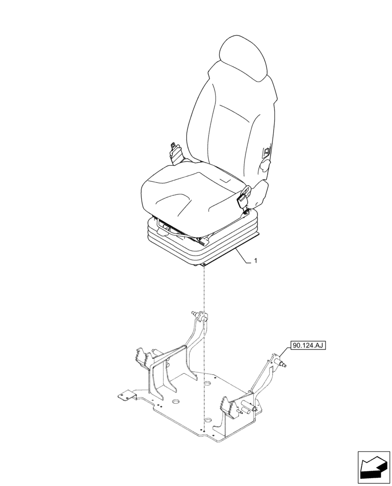 Схема запчастей Case CX130D - (90.124.AE[01]) - VAR - 781277 - SEAT, AIR SUSPENSION (90) - PLATFORM, CAB, BODYWORK AND DECALS