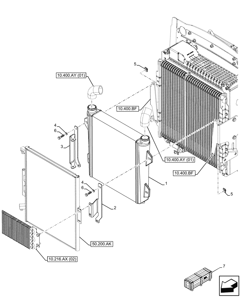 Схема запчастей Case 580SN WT - (10.310.AA[02]) - VAR - 747853, 747855 - INTERCOOLER (10) - ENGINE