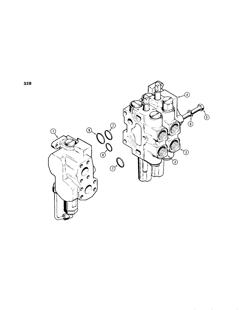 Схема запчастей Case 1150B - (328) - R26131 TWO SPOOL VALVE, TILT DOZER (07) - HYDRAULIC SYSTEM