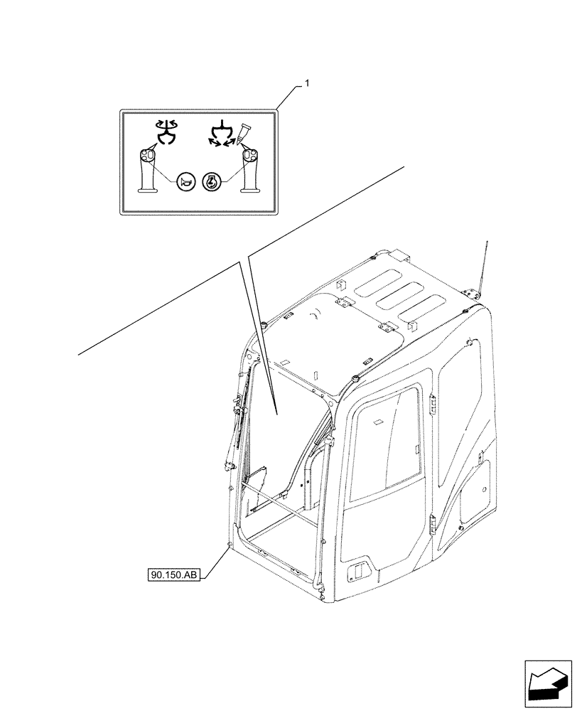 Схема запчастей Case CX130D - (90.108.AA[05]) - VAR - 461868, 461863 - DECAL, CONTROLS, HAMMER CIRCUIT, CLAMSHELL BUCKET, W/ ELECTRICAL PROPORTIONAL CONTROL (90) - PLATFORM, CAB, BODYWORK AND DECALS