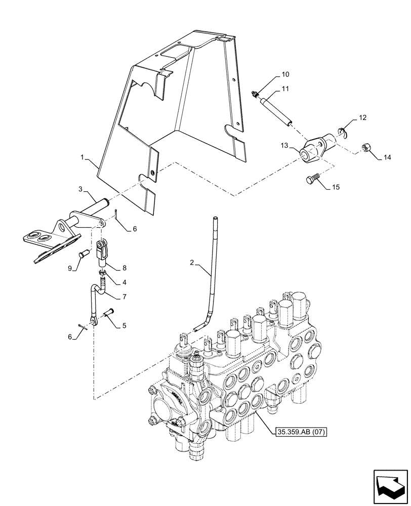 Схема запчастей Case 580SN WT - (35.359.AF[09]) - BACKHOE CONTROL VALVE, 8-SPOOL, MECHANICAL, CONTROLS (35) - HYDRAULIC SYSTEMS