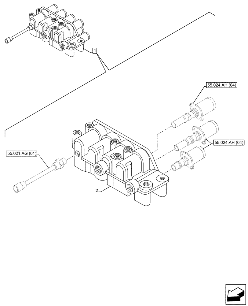 Схема запчастей Case 580SN WT - (21.135.AQ[02]) - VAR - 423062 - TRANSMISSION, POWERSHIFT, CONTROL VALVE, COMPONENTS (21) - TRANSMISSION