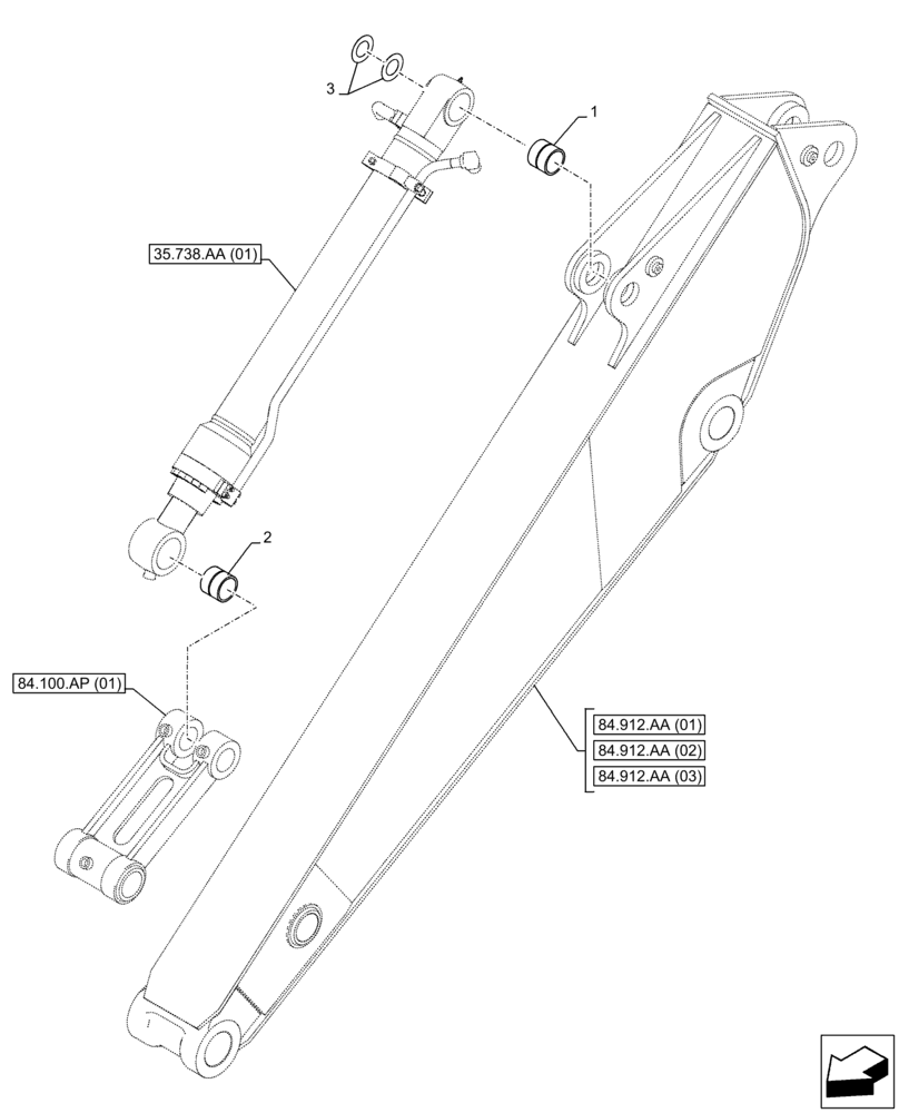 Схема запчастей Case CX300D LC - (84.100.AM[02]) - VAR - 481850, 481243, 781180 - BUCKET CYLINDER, BUSHING (84) - BOOMS, DIPPERS & BUCKETS