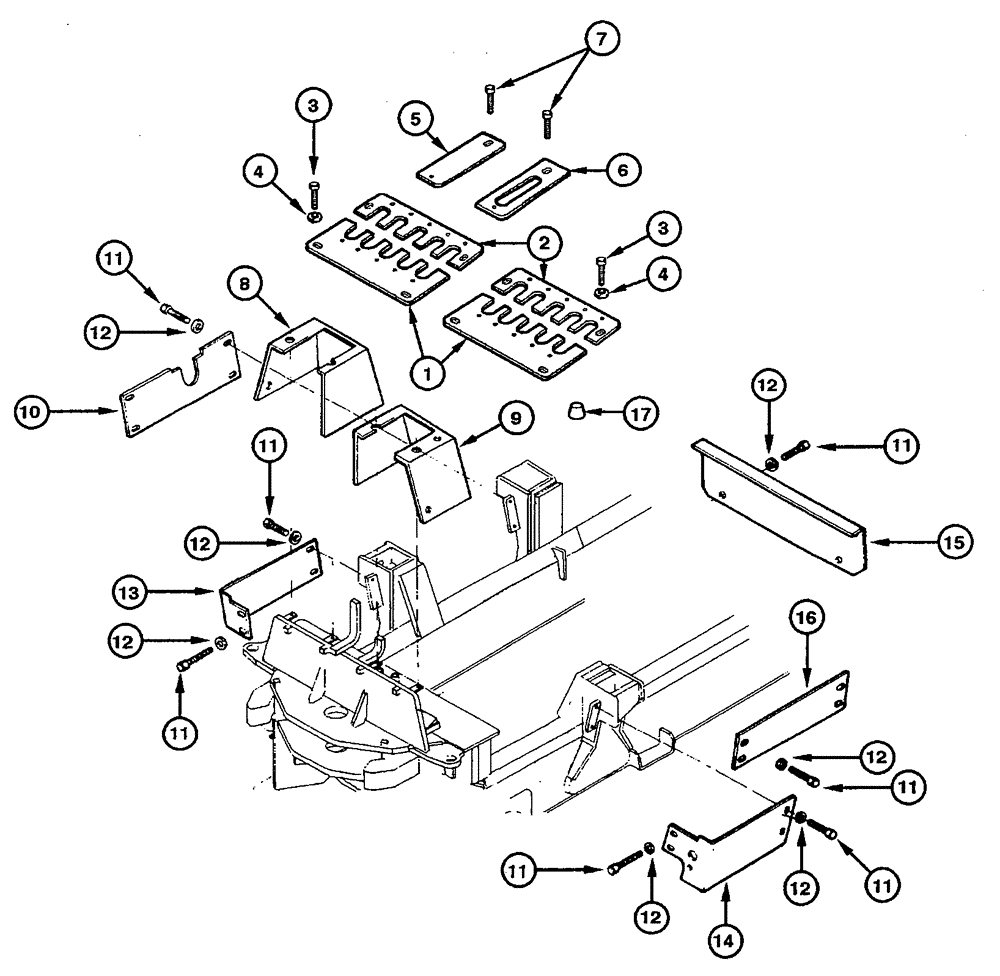 Схема запчастей Case 845 - (09.19[00]) - PROTECTION PLATES - REAR CHASSIS (09) - CHASSIS