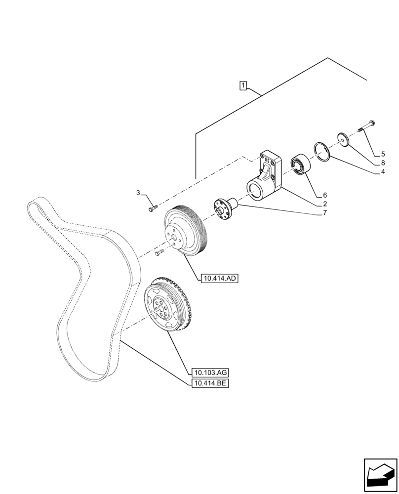 Схема запчастей Case F4HFE6136 B003 - (10.414.AC) - FAN DRIVE (10) - ENGINE