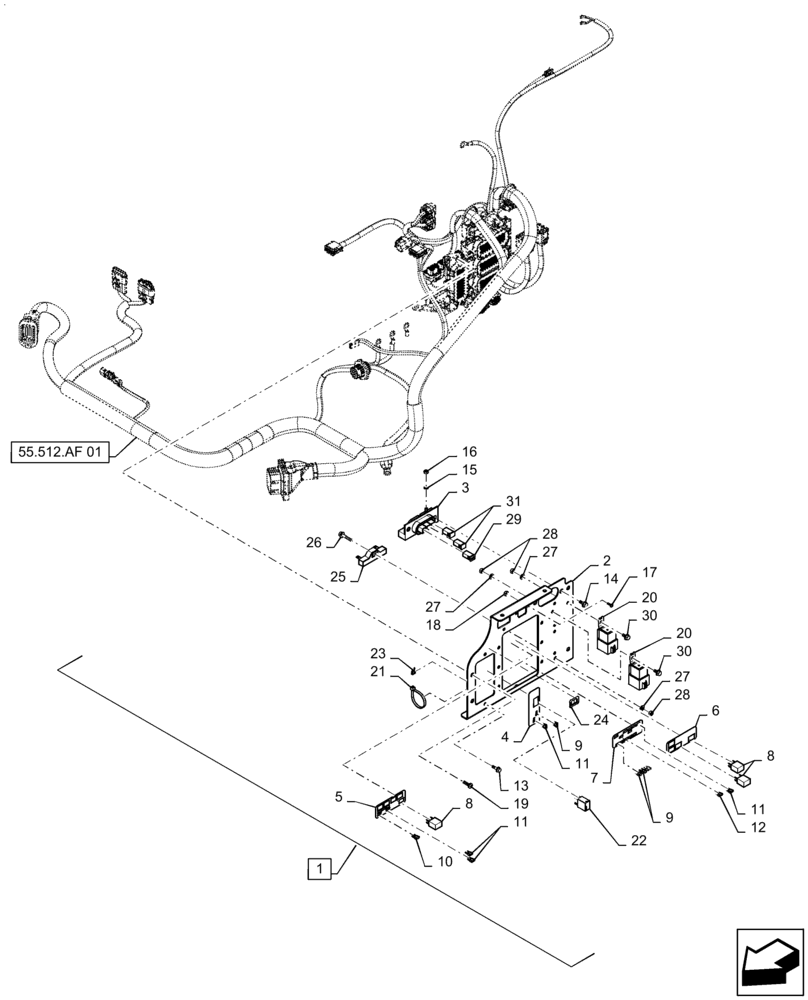 Схема запчастей Case 750M WT/LGP - (55.510.AF[02]) - ROPS, CAB MAIN WIRE HARNESS (55) - ELECTRICAL SYSTEMS