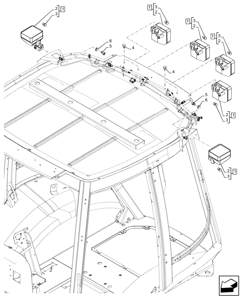 Схема запчастей Case 580SN WT - (55.404.BS[06]) - VAR - 747853, 747854, 747855 - WORK LIGHT, REAR (55) - ELECTRICAL SYSTEMS