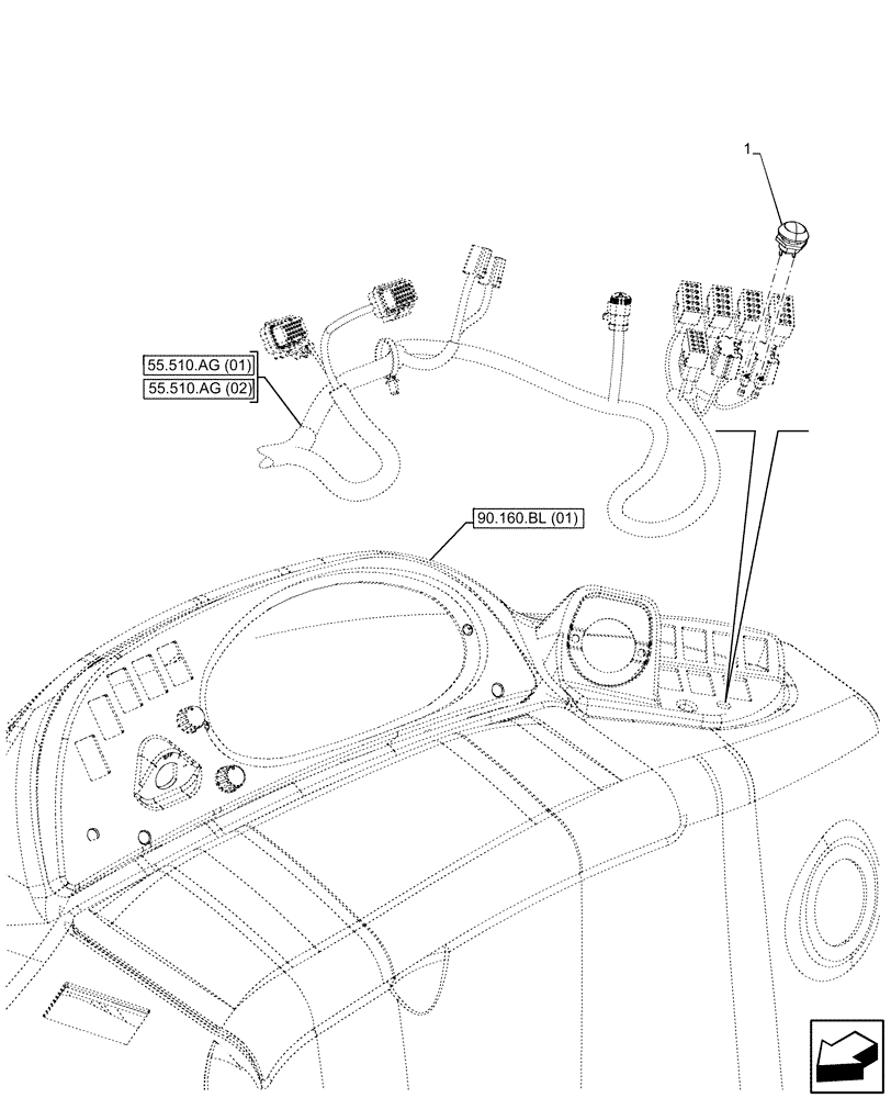 Схема запчастей Case 580SN WT - (55.512.BO) - SWITCH, HORN (55) - ELECTRICAL SYSTEMS