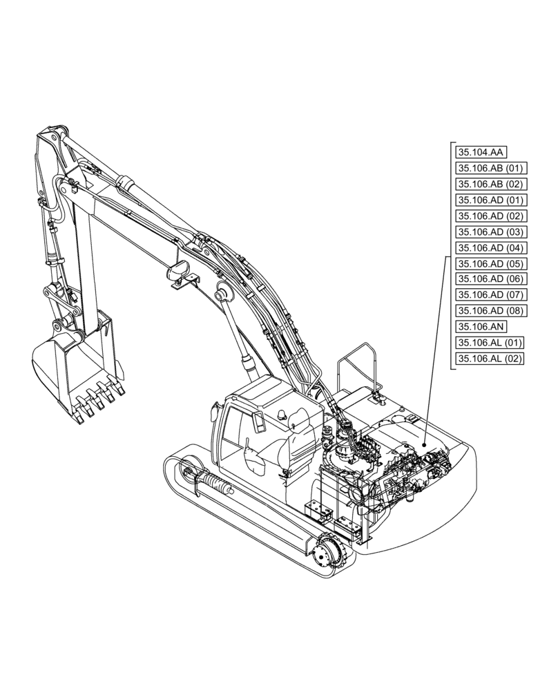 Схема запчастей Case CX350D LC - (35.000.00[07]) - SECTION INDEX - HYDRAULIC SYSTEMS (35) - HYDRAULIC SYSTEMS