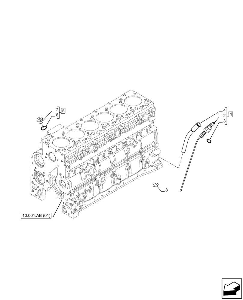 Схема запчастей Case F4HFE6136 B003 - (10.304.AS) - DIPSTICK (10) - ENGINE