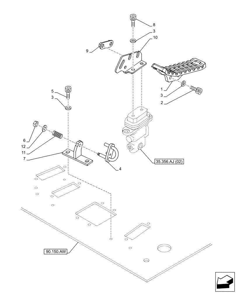 Схема запчастей Case CX210D LC LR - (35.356.AK[03]) - VAR - 461872 - PEDAL, CONTROL, AUXILIARY, CIRCUIT, SHEARS, W/ ELECTRICAL PROPORTIONAL CONTROL (35) - HYDRAULIC SYSTEMS