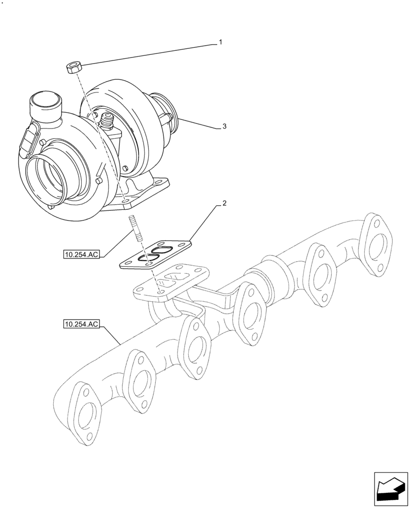 Схема запчастей Case F4HFE613W B003 - (10.250.AC) - TURBOCHARGER (10) - ENGINE