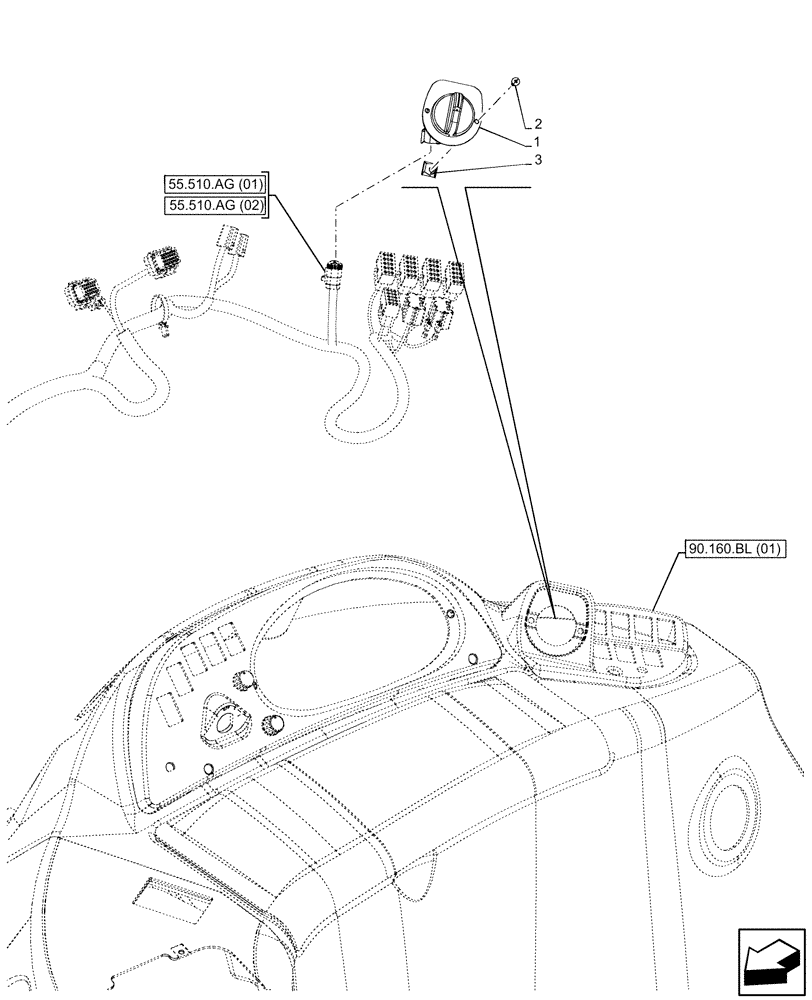 Схема запчастей Case 580SN WT - (55.525.AB) - THROTTLE, POTENTIOMETER (55) - ELECTRICAL SYSTEMS