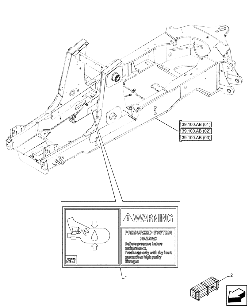 Схема запчастей Case 580SN WT - (90.108.AC[06]) - VAR - 747873 - RIDE CONTROL WARNING DECAL, RIDE CONTROL, ACCUMULATOR (90) - PLATFORM, CAB, BODYWORK AND DECALS