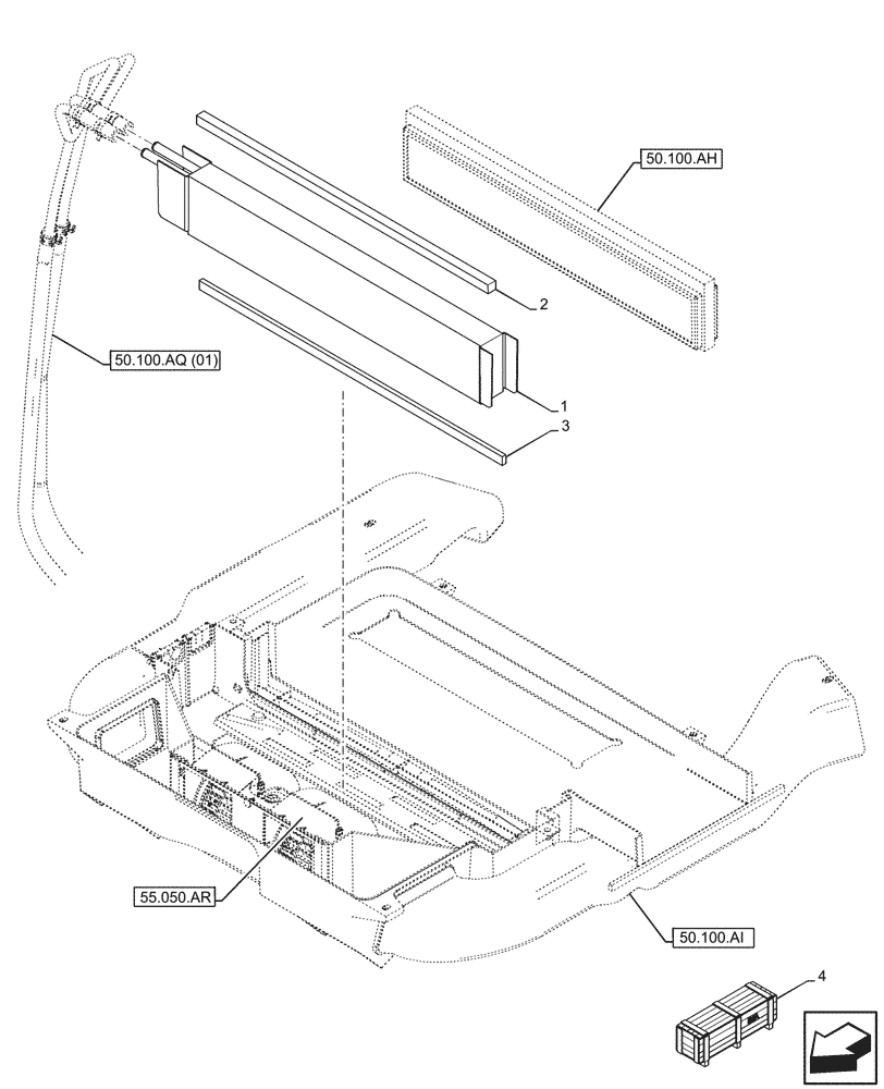 Схема запчастей Case 580SN - (50.100.AF) - VAR - 747854 - CAB, HEATER, CORE (50) - CAB CLIMATE CONTROL