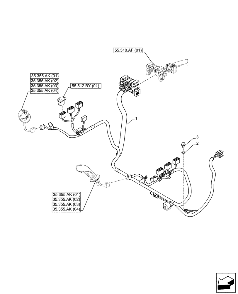 Схема запчастей Case CX130D LC - (55.510.AF[02]) - CAB MAIN WIRE HARNESS (55) - ELECTRICAL SYSTEMS