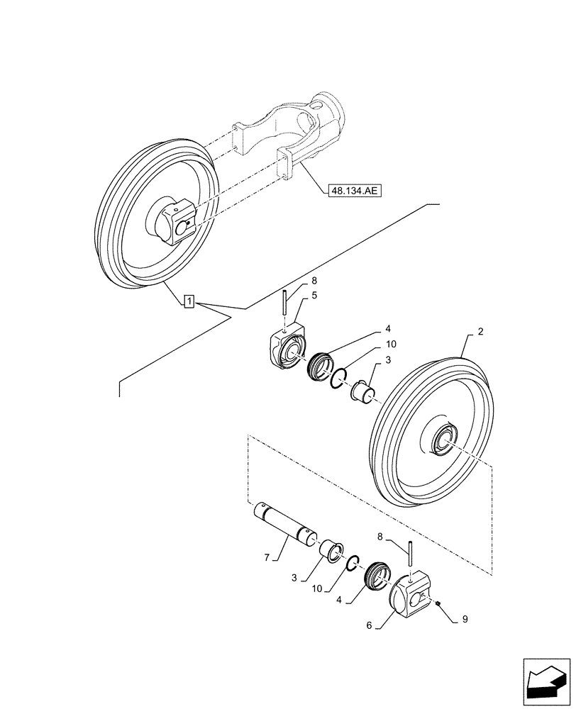 Схема запчастей Case CX160D LC - (48.134.AA) - IDLER WHEEL (48) - TRACKS & TRACK SUSPENSION