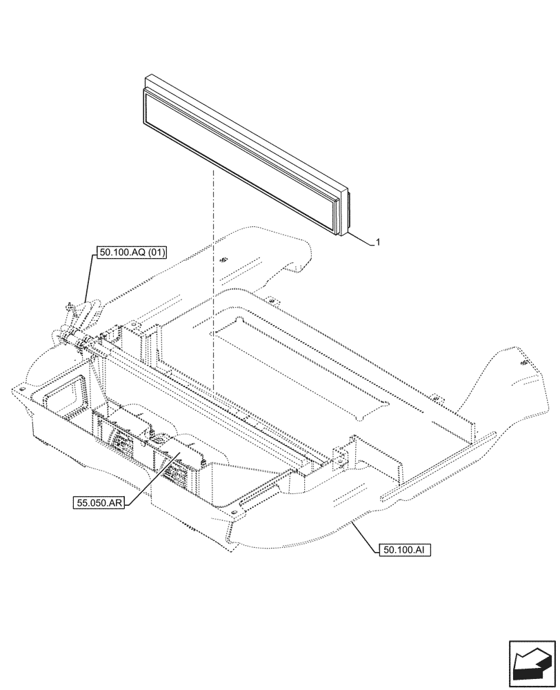 Схема запчастей Case 580SN - (50.100.AH) - VAR - 747854 - CAB, HEATER, FILTER (50) - CAB CLIMATE CONTROL