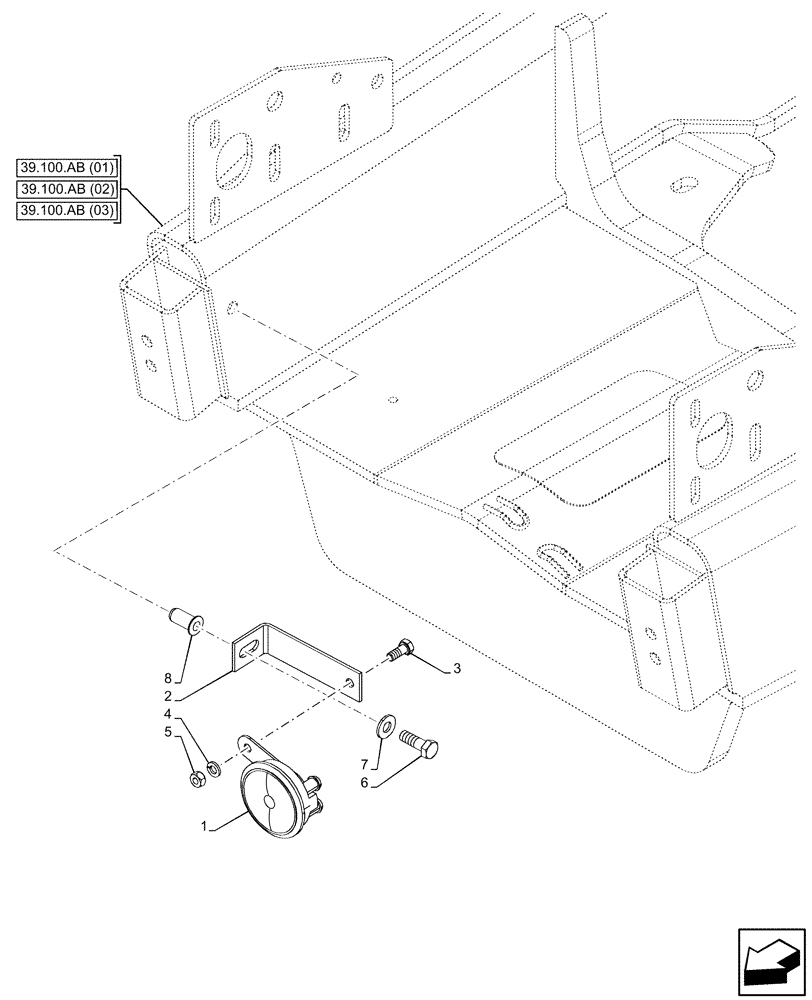 Схема запчастей Case 590SN - (55.408.AG[01]) - HORN (55) - ELECTRICAL SYSTEMS