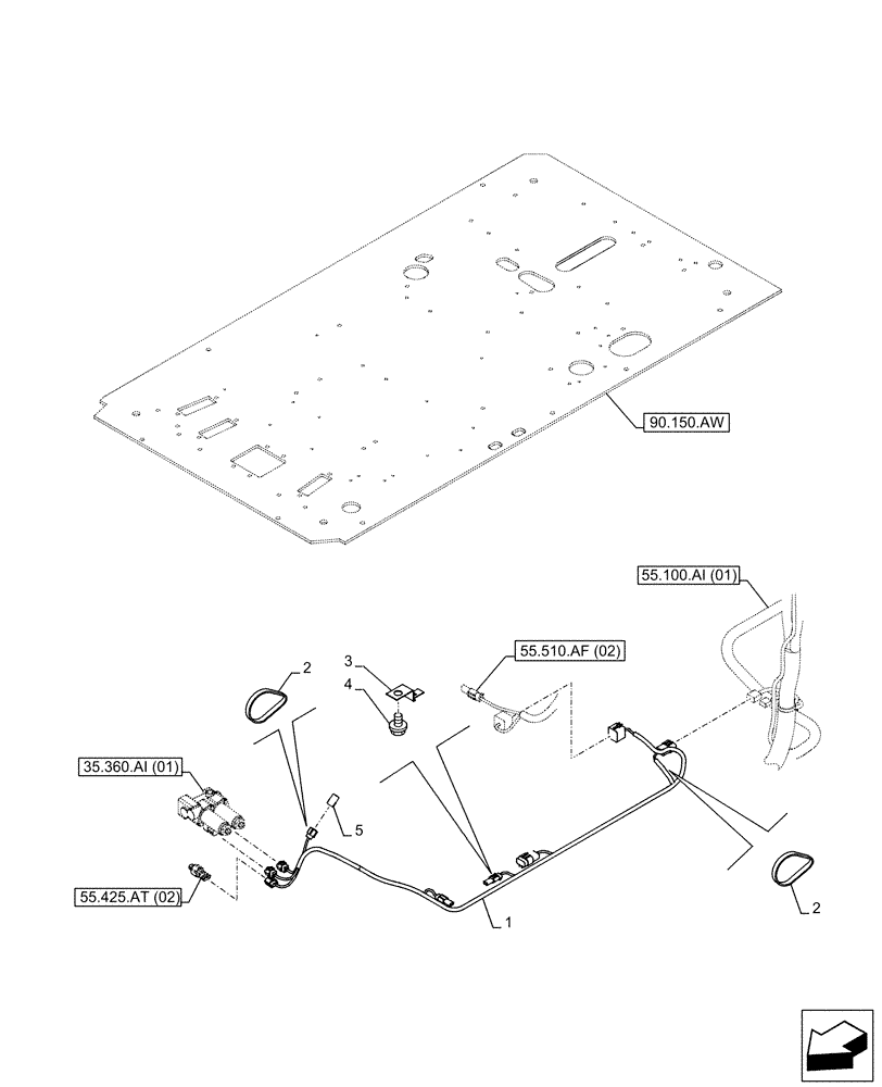 Схема запчастей Case CX210D NLC - (55.510.BB[04]) - VAR - 461865, 461867, 461869, 461870, 461871, 461872 - OPTION, HARNESS, HAMMER CIRCUIT, SHEARS, HIGH FLOW, W/ ELECTRICAL PROPORTIONAL CONTROL (55) - ELECTRICAL SYSTEMS