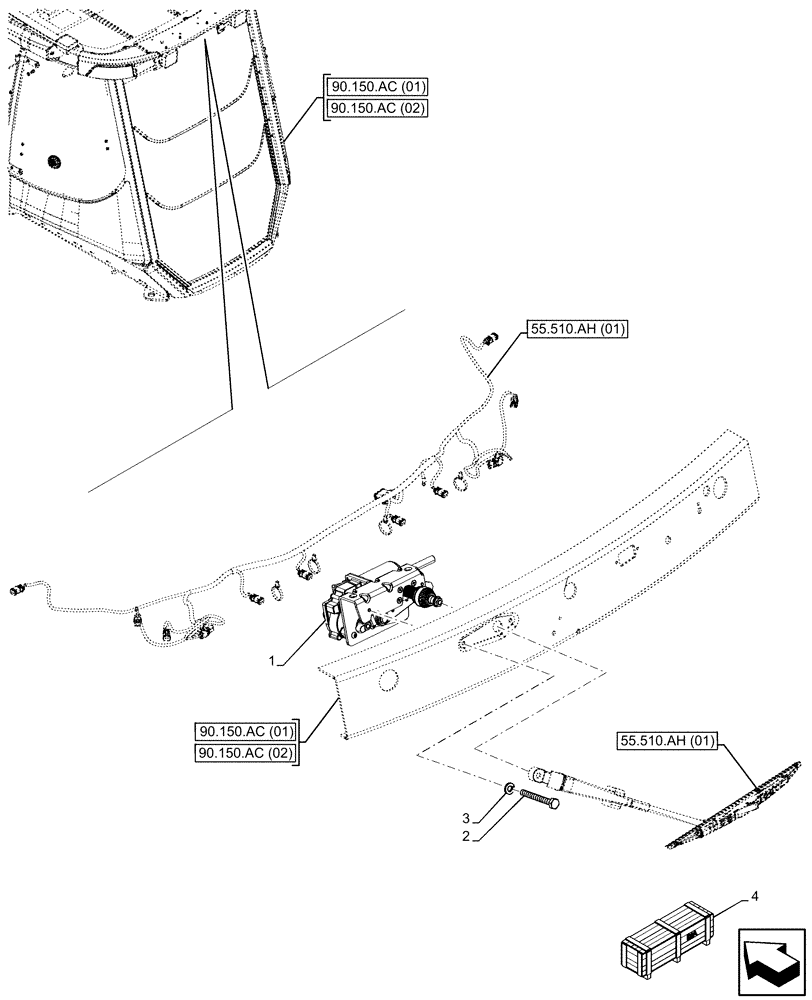 Схема запчастей Case 580SN - (55.518.AI) - VAR - 747853, 747854, 747855 - WINDOW, REAR, WIPER MOTOR (55) - ELECTRICAL SYSTEMS