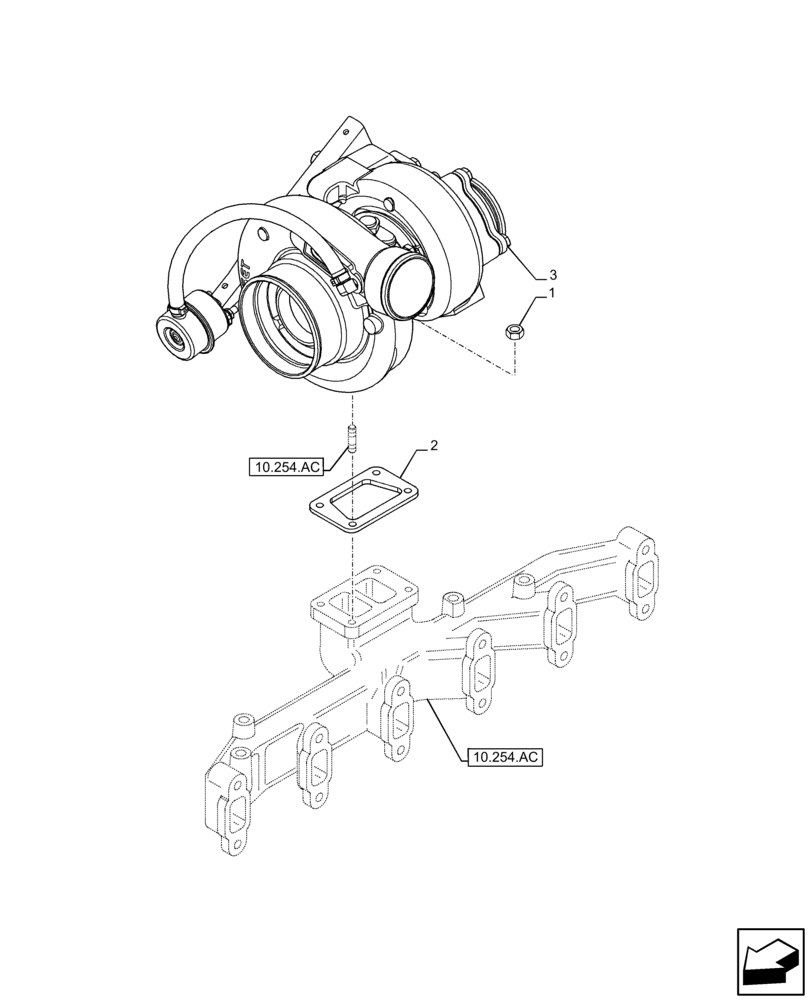 Схема запчастей Case F4HFE6136 B003 - (10.250.AC) - TURBOCHARGER (10) - ENGINE