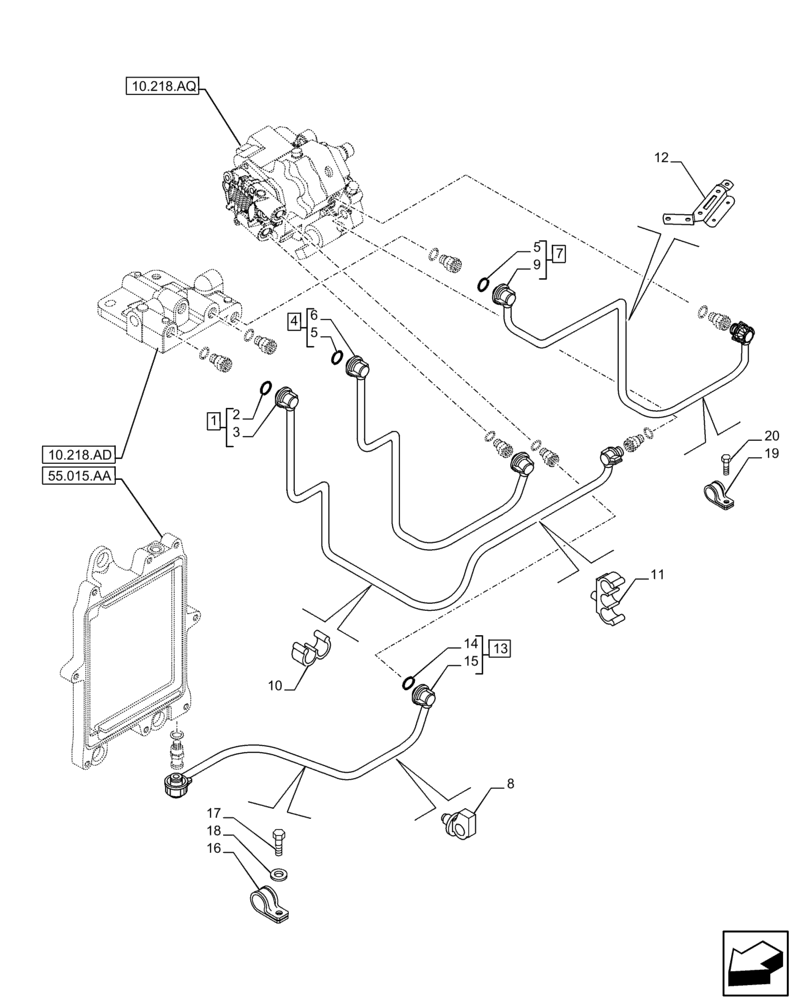 Схема запчастей Case F4HFE6136 B003 - (10.210.AF) - FUEL LINE (10) - ENGINE