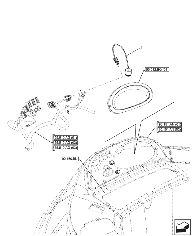 Схема запчастей Case 580SN WT - (55.408.AG[02]) - HORN (55) - ELECTRICAL SYSTEMS