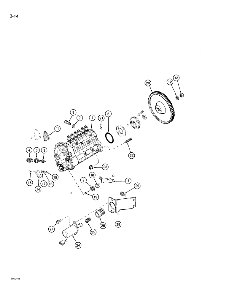 Схема запчастей Case 721 - (3-14) - FUEL INJECTION PUMP AND DRIVE, 6T-830 ENGINE (03) - FUEL SYSTEM