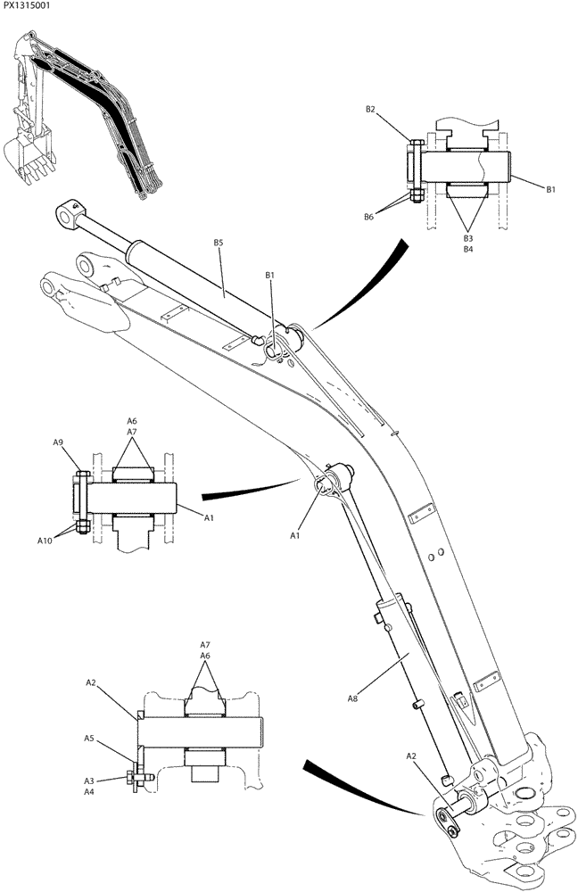 Схема запчастей Case CX36B - (03-005) - CYLINDER INSTAL (CAB) (35) - HYDRAULIC SYSTEMS