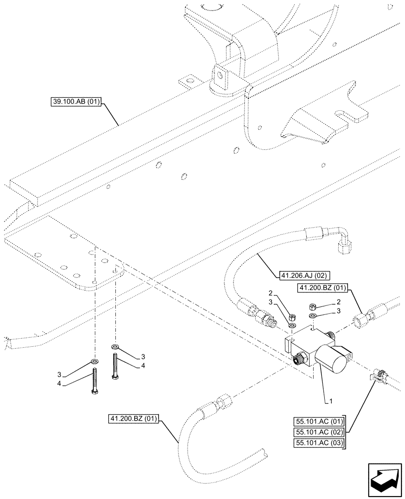 Схема запчастей Case 590SN - (41.200.CD[01]) - VAR - 423011 - SOLENOID, STEERING VALVE (41) - STEERING