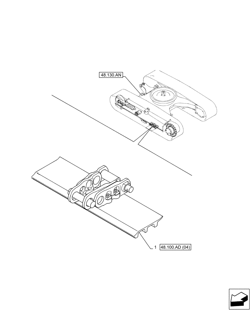 Схема запчастей Case CX130D - (48.100.AD[03]) - VAR - 956001 - TRACK CHAIN (L=600MM) (48) - TRACKS & TRACK SUSPENSION