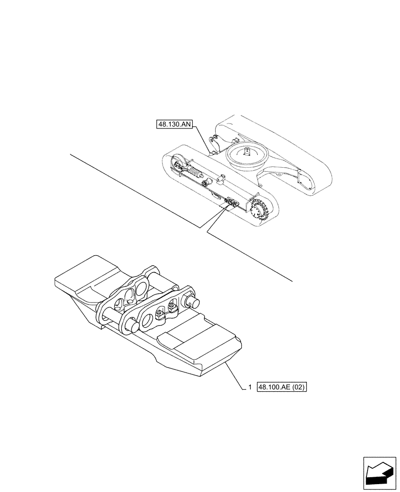 Схема запчастей Case CX130D - (48.100.AE[01]) - VAR - 956005 - RUBBER TRACK (L=500MM) (48) - TRACKS & TRACK SUSPENSION